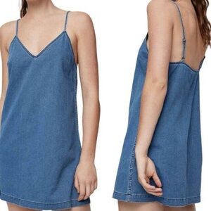 Aritzia Wilfred Free Vivienne Mini Denim Slip Dress